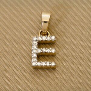 Real Natural Ethically Sourced Earth Diamond Gold Initial E Pendant Stamped 10K